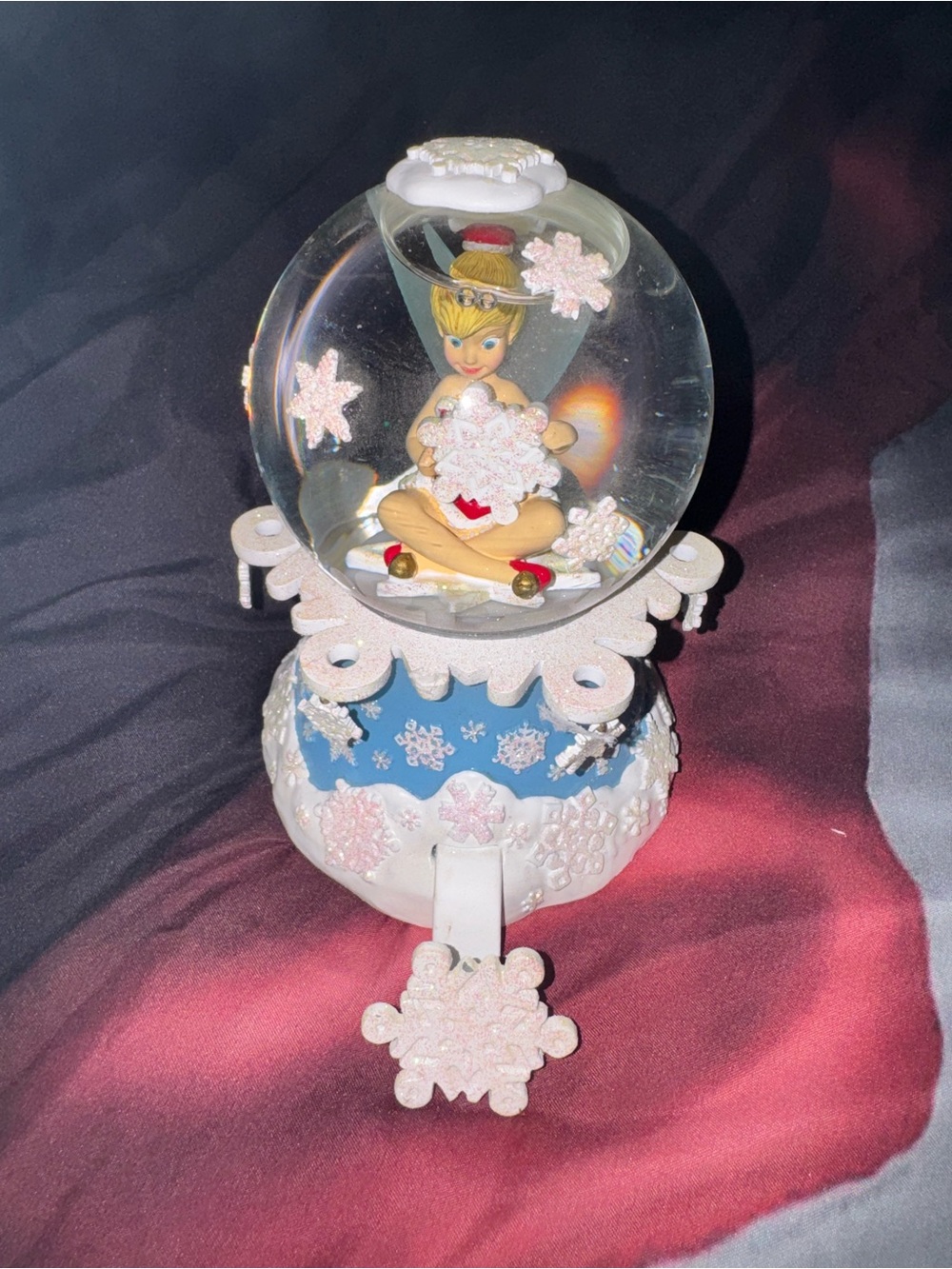 Tinker Bell Winter Snow Globe Music Box - White & Blue